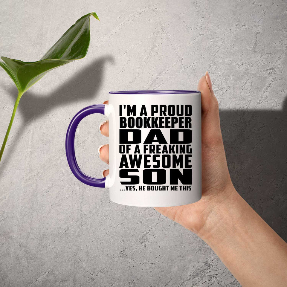 Proud Bookkeeper Dad Of Awesome Son - 11oz Accent Mug Purple
