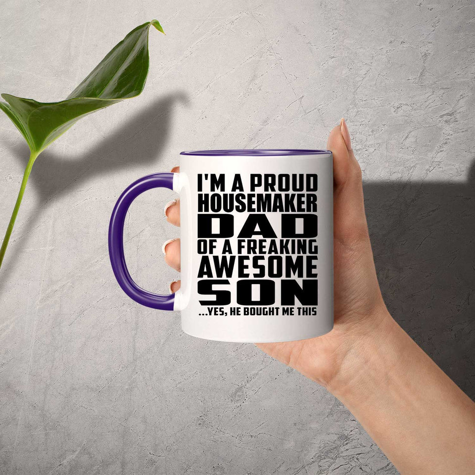 Proud Housemaker Dad Of Awesome Son - 11oz Accent Mug Purple