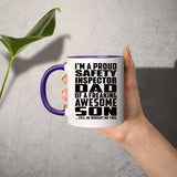 Proud Safety Inspector Dad Of Awesome Son - 11oz Accent Mug Purple