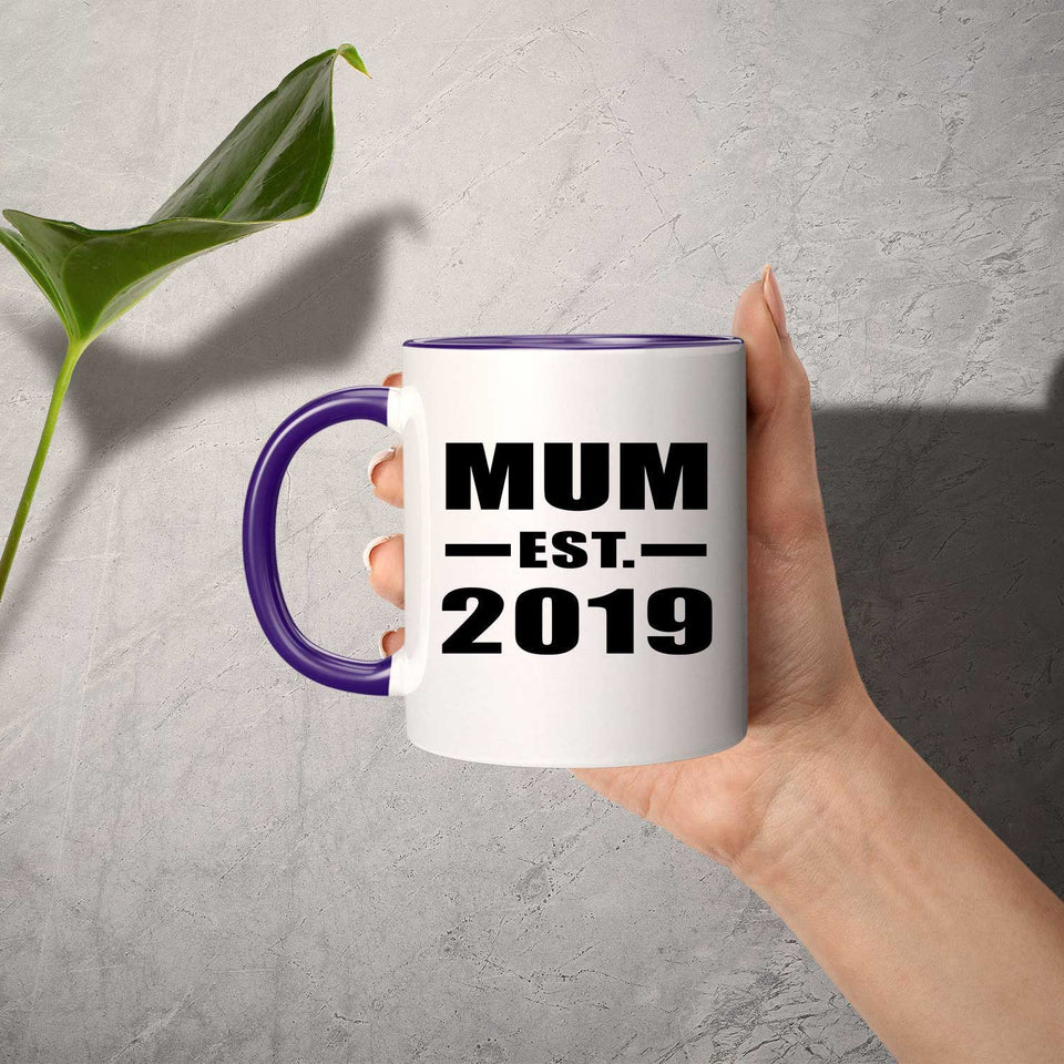 Mum Established EST. 2019 - 11oz Accent Mug Purple