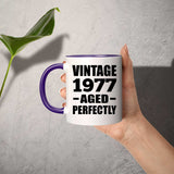 47th Birthday Vintage 1977 Aged Perfectly - 11oz Accent Mug Purple