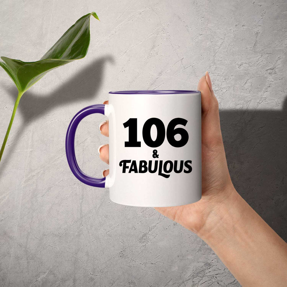 106th Birthday 106 & Fabulous - 11oz Accent Mug Purple