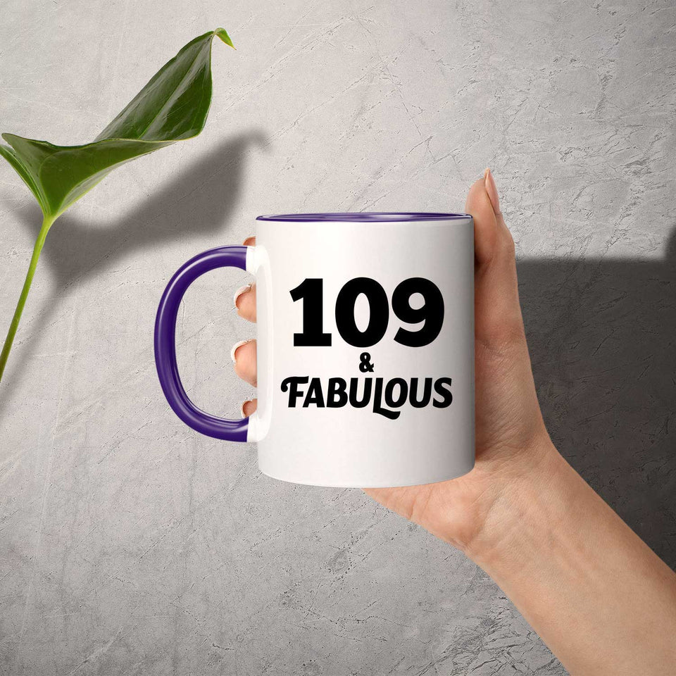 109th Birthday 109 & Fabulous - 11oz Accent Mug Purple