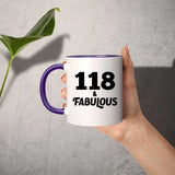 118th Birthday 118 & Fabulous - 11oz Accent Mug Purple