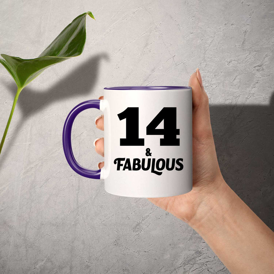 14th Birthday 14 & Fabulous - 11oz Accent Mug Purple