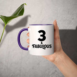 3rd Birthday 3 & Fabulous - 11oz Accent Mug Purple