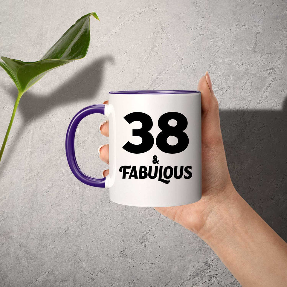 38th Birthday 38 & Fabulous - 11oz Accent Mug Purple
