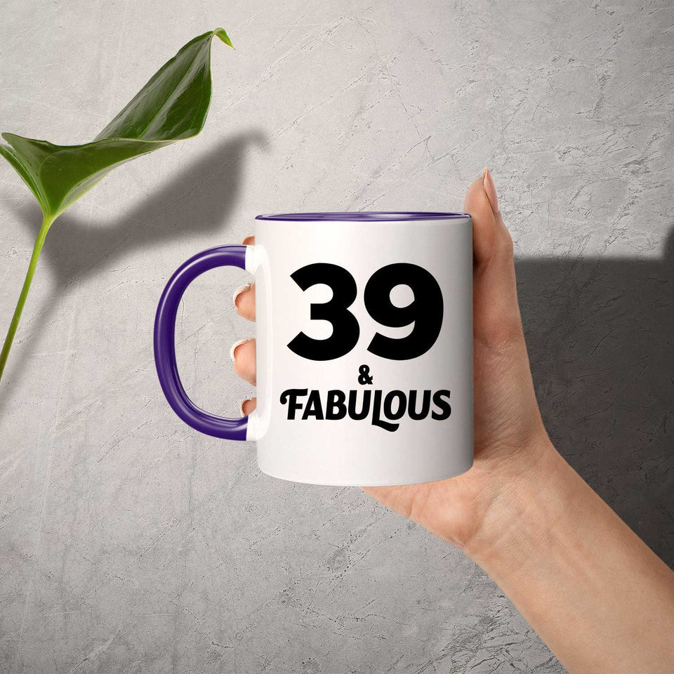 39th Birthday 39 & Fabulous - 11oz Accent Mug Purple