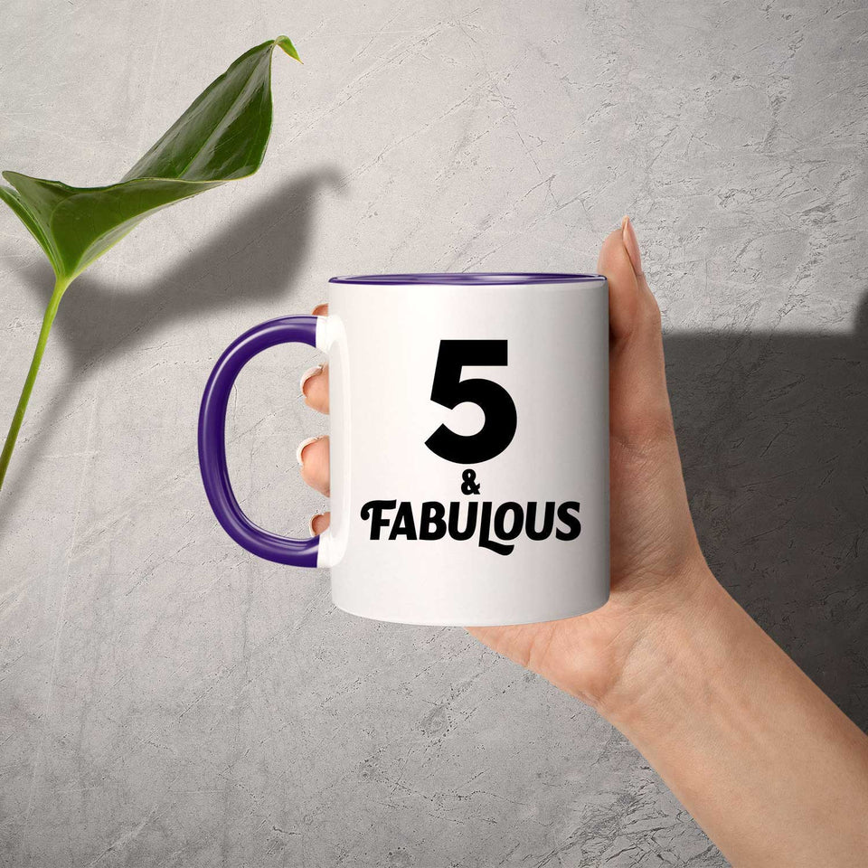 5th Birthday 5 & Fabulous - 11oz Accent Mug Purple