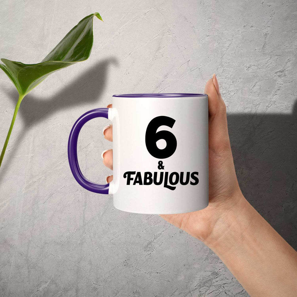 6th Birthday 6 & Fabulous - 11oz Accent Mug Purple