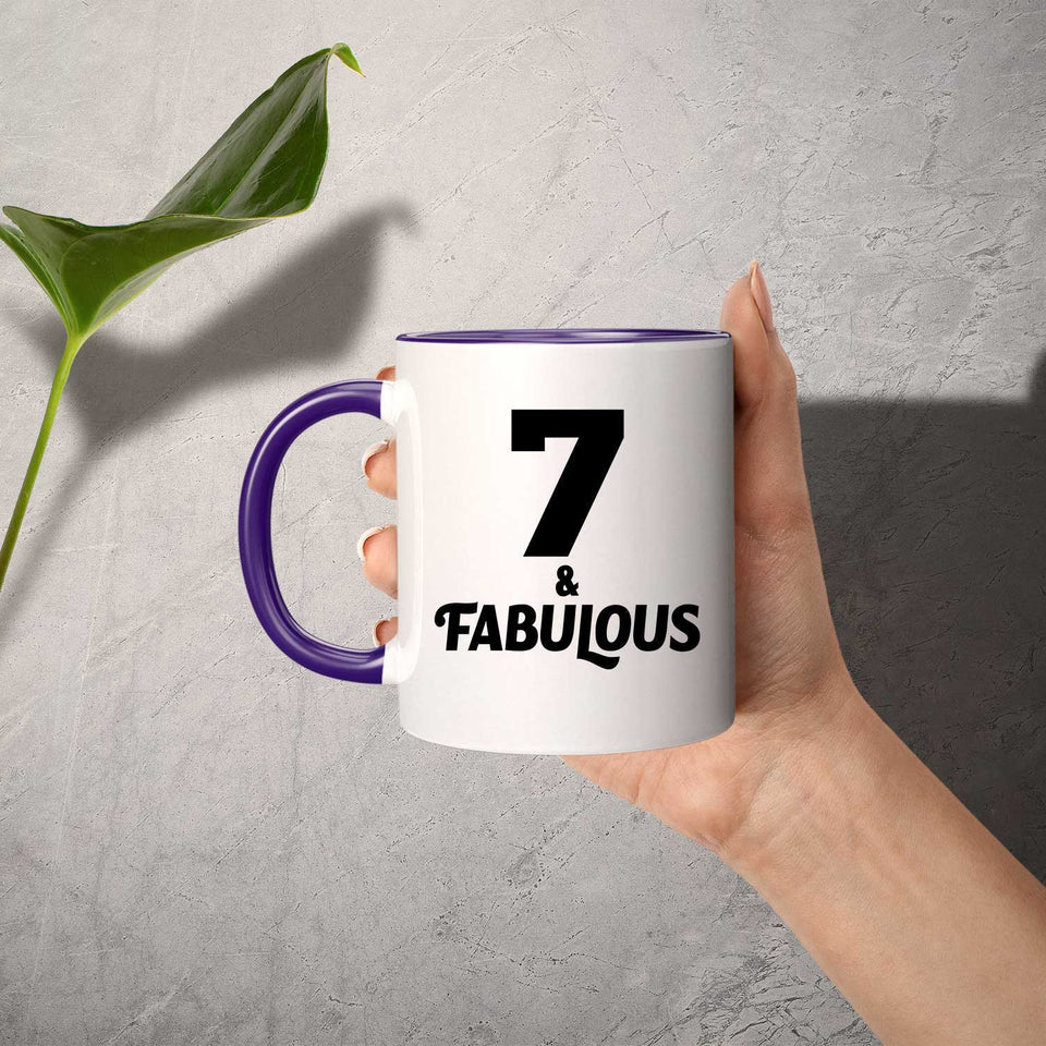 7th Birthday 7 & Fabulous - 11oz Accent Mug Purple
