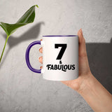 7th Birthday 7 & Fabulous - 11oz Accent Mug Purple