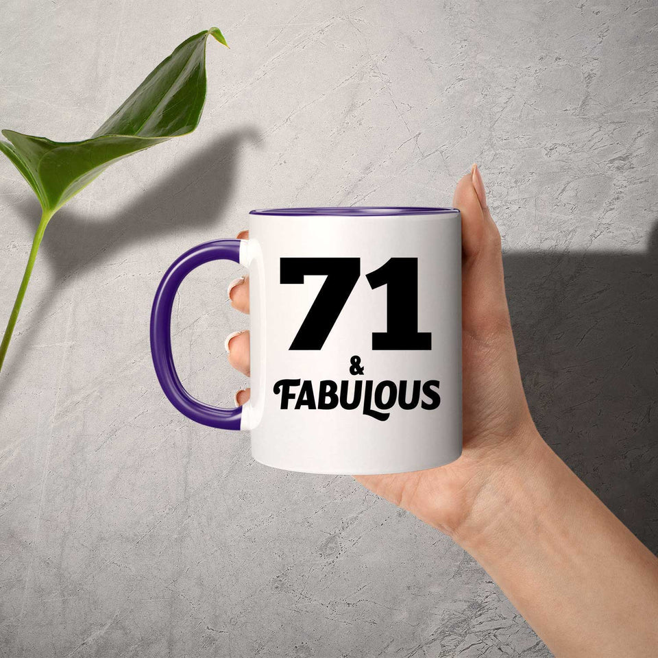 71st Birthday 71 & Fabulous - 11oz Accent Mug Purple