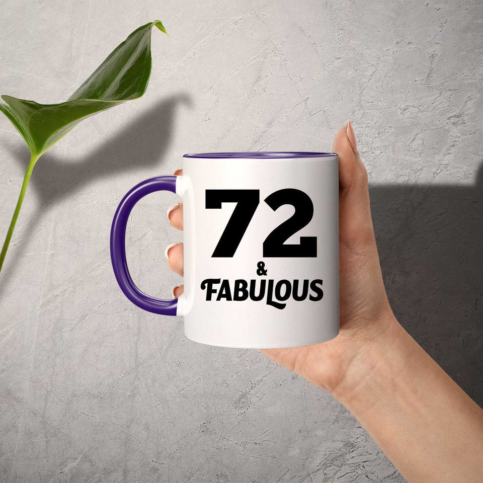 72nd Birthday 72 & Fabulous - 11oz Accent Mug Purple