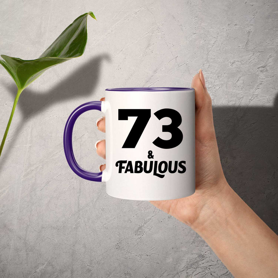73rd Birthday 73 & Fabulous - 11oz Accent Mug Purple