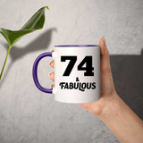 74th Birthday 74 & Fabulous - 11oz Accent Mug Purple