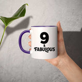 9th Birthday 9 & Fabulous - 11oz Accent Mug Purple