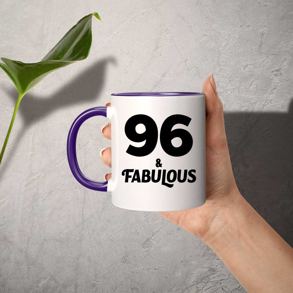 96th Birthday 96 & Fabulous - 11oz Accent Mug Purple