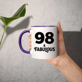 98th Birthday 98 & Fabulous - 11oz Accent Mug Purple