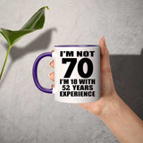 70th Birthday I'm Not 70 I'm 18 With 52 Years Experience - 11oz Accent Mug Purple