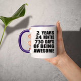 2nd Birthday 2 Years 24 Months 730 Days Of Awesome - 11oz Accent Mug Purple