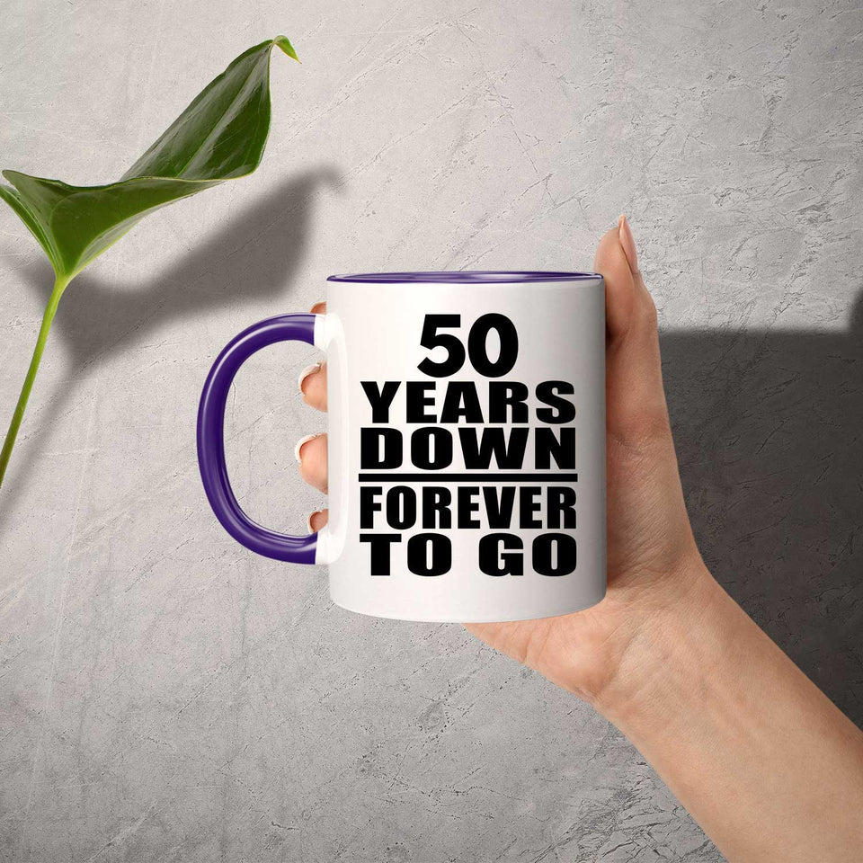 50th Anniversary 50 Years Down Forever to Go - 11oz Accent Mug Purple