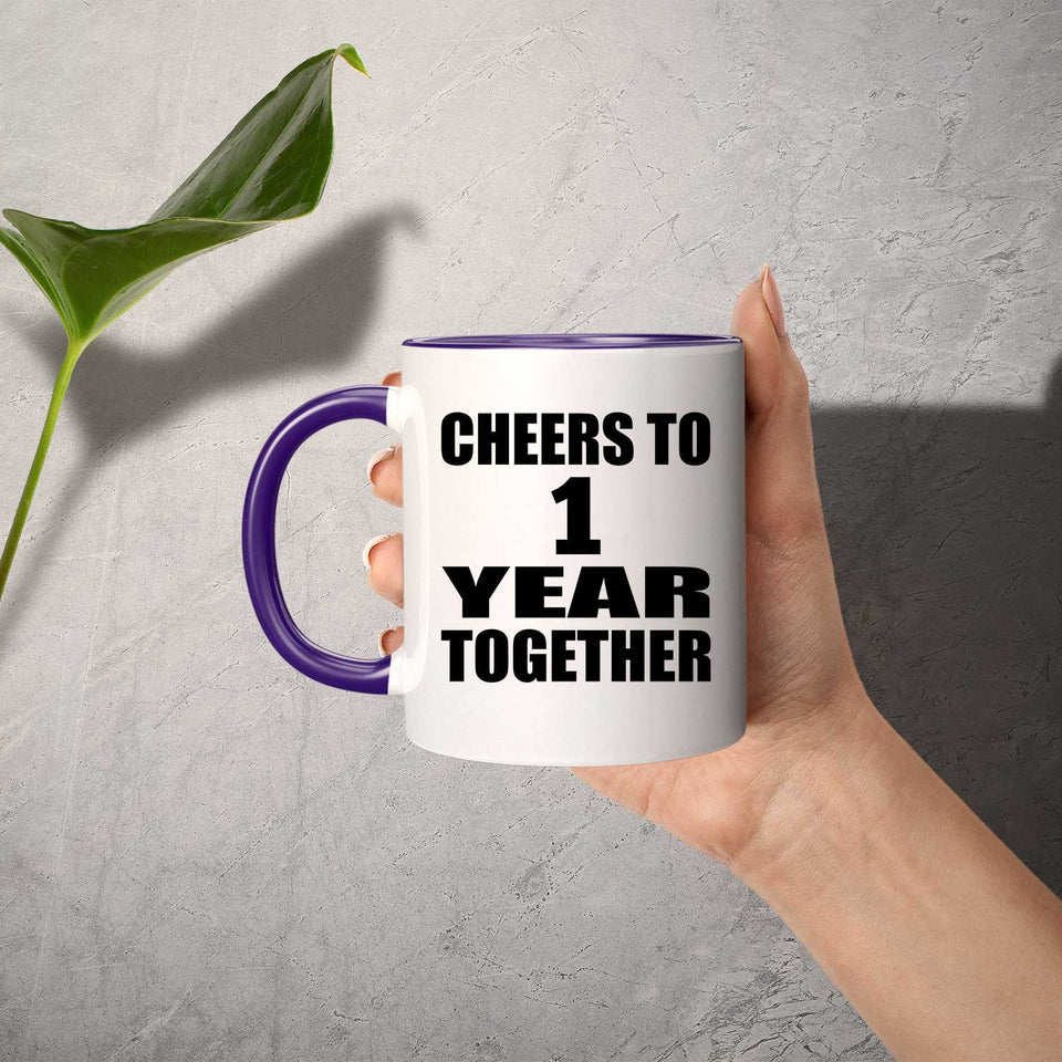 1st Anniversary Cheers To 1 Year Together - 11oz Accent Mug Purple