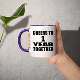 1st Anniversary Cheers To 1 Year Together - 11oz Accent Mug Purple