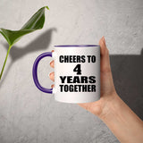 4th Anniversary Cheers To 4 Years Together - 11oz Accent Mug Purple