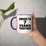 7th Anniversary Cheers To 7 Years Together - 11oz Accent Mug Purple