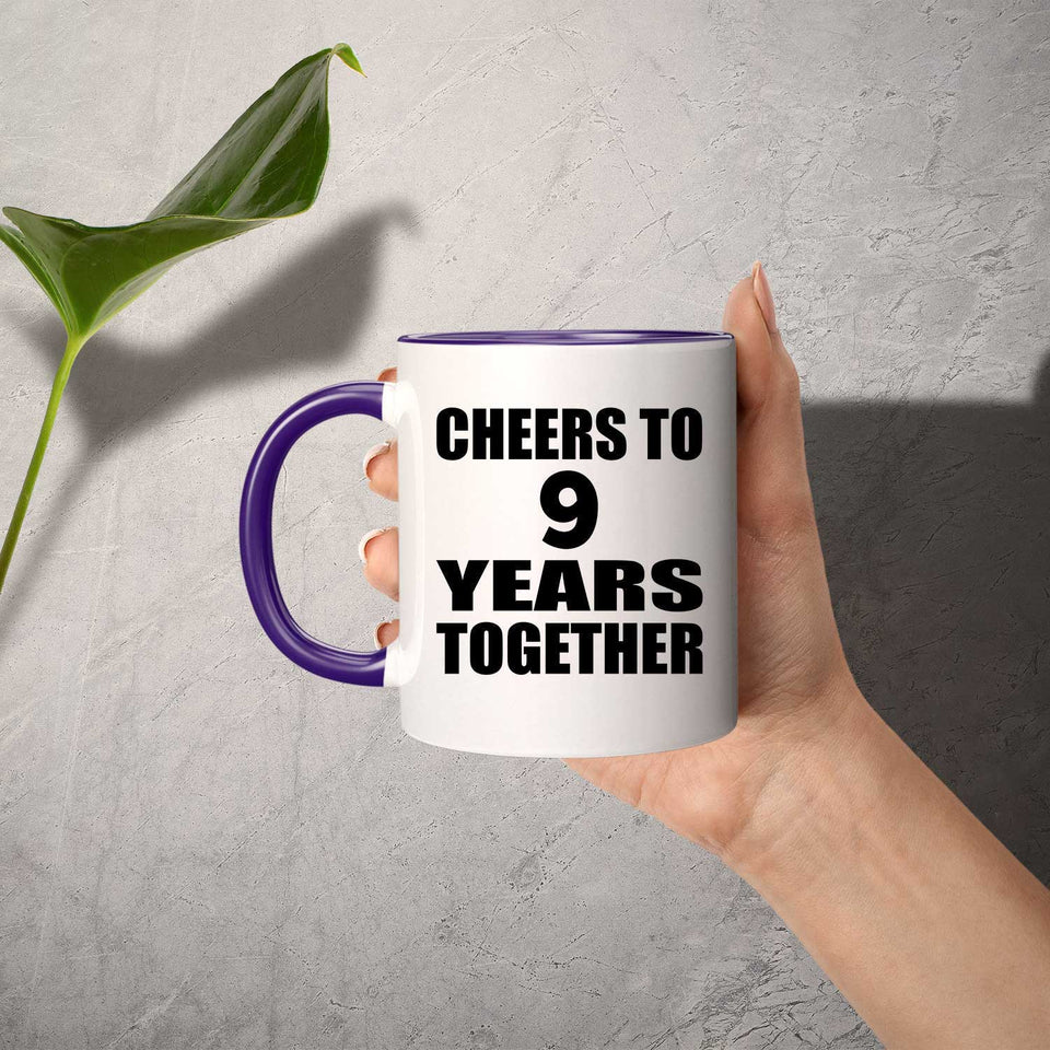 9th Anniversary Cheers To 9 Years Together - 11oz Accent Mug Purple