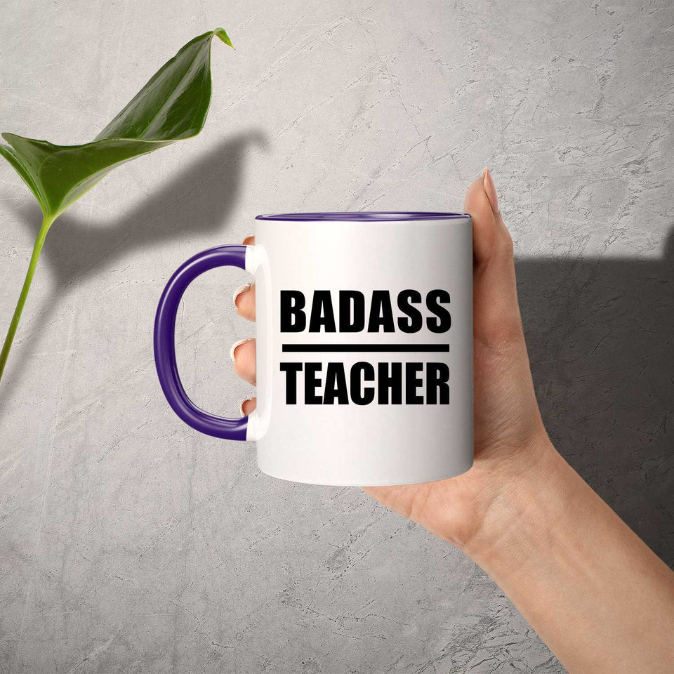 Badass Teacher - 11oz Accent Mug Purple