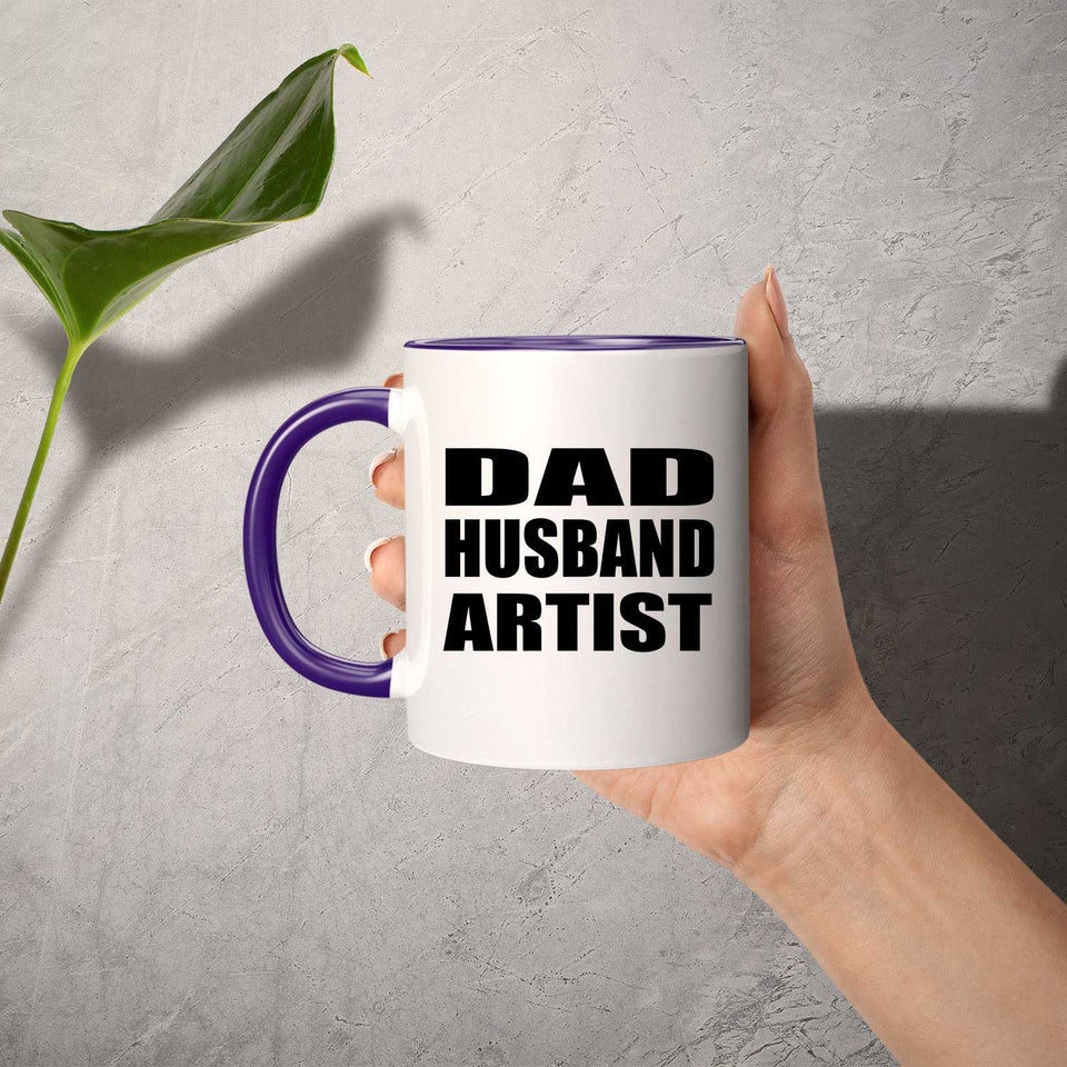 Dad Husband Artist - 11oz Accent Mug Purple