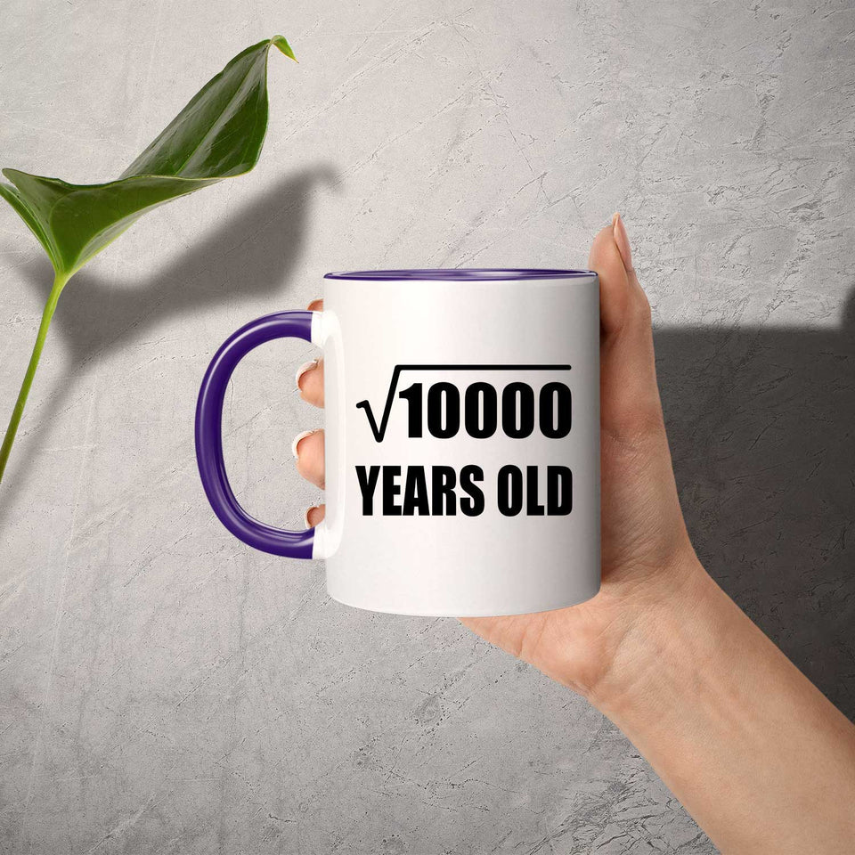 100th Birthday Square Root of 10000 Years Old - 11oz Accent Mug Purple