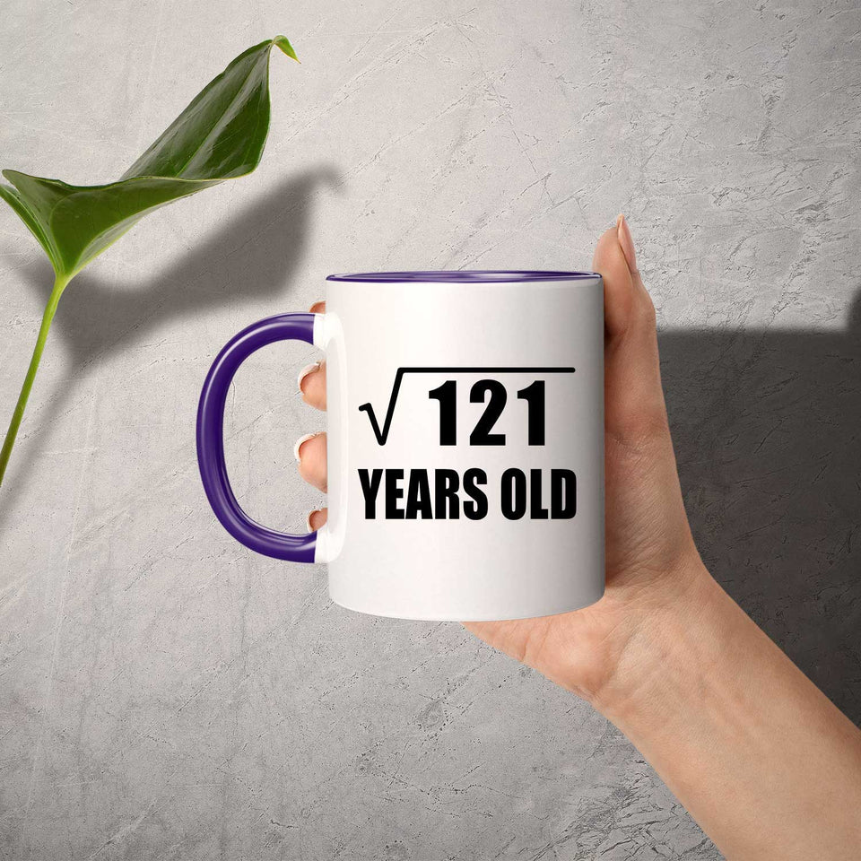 11th Birthday Square Root of 121 Years Old - 11oz Accent Mug Purple