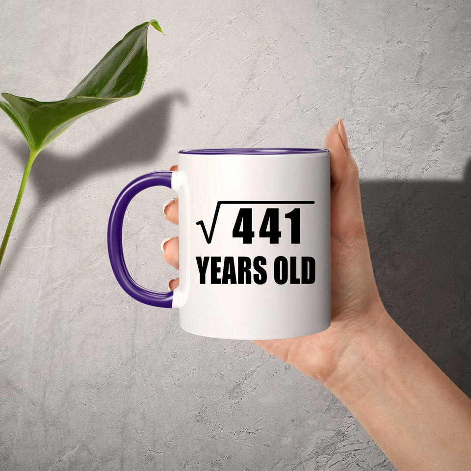 21st Birthday Square Root of 441 Years Old - 11oz Accent Mug Purple