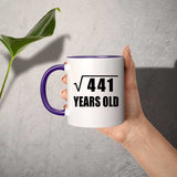 21st Birthday Square Root of 441 Years Old - 11oz Accent Mug Purple