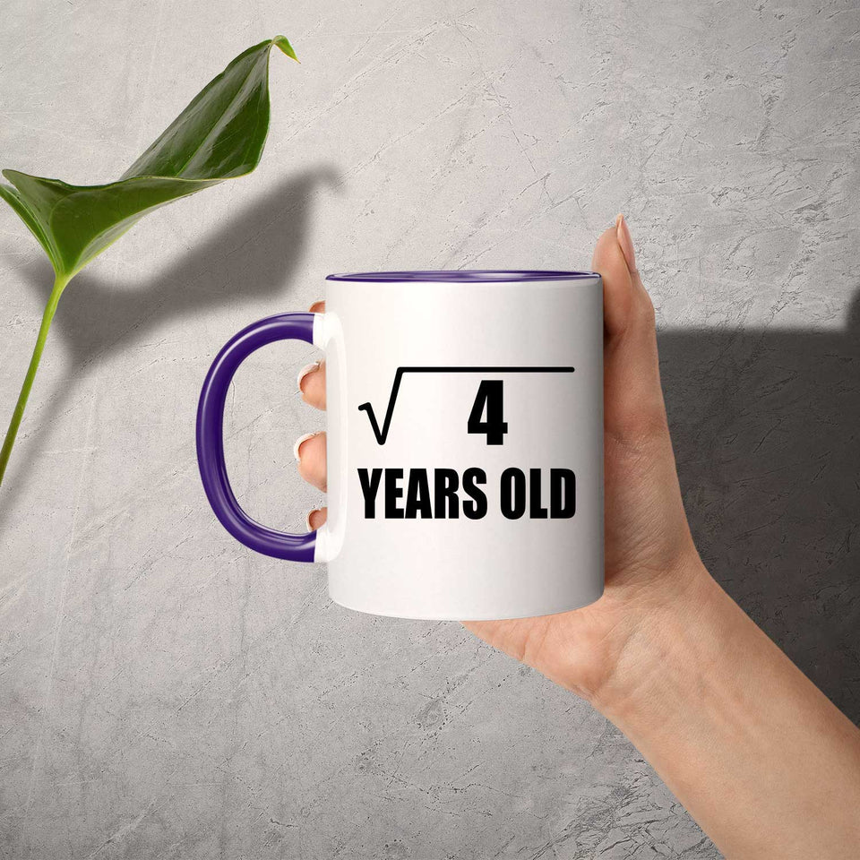 2nd Birthday Square Root of 4 Years Old - 11oz Accent Mug Purple