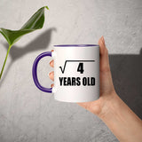 2nd Birthday Square Root of 4 Years Old - 11oz Accent Mug Purple