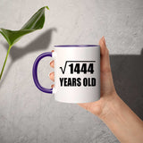 38th Birthday Square Root of 1444 Years Old - 11oz Accent Mug Purple