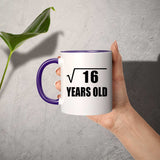 4th Birthday Square Root of 16 Years Old - 11oz Accent Mug Purple