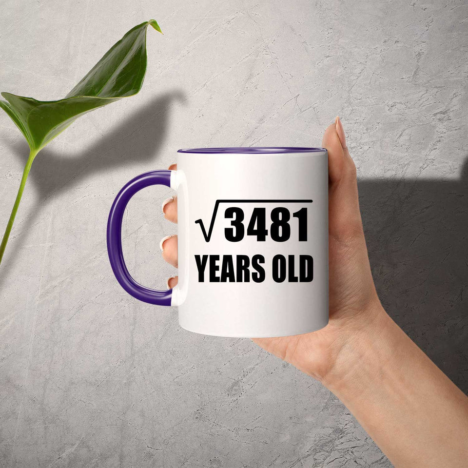 59th Birthday Square Root of 3481 Years Old - 11oz Accent Mug Purple