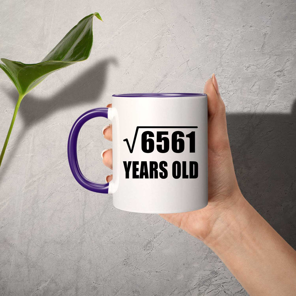 81st Birthday Square Root of 6561 Years Old - 11oz Accent Mug Purple