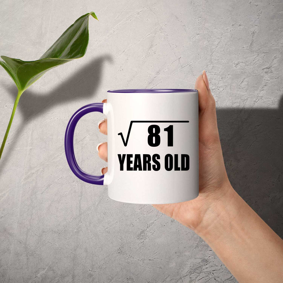 9th Birthday Square Root of 81 Years Old - 11oz Accent Mug Purple