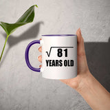 9th Birthday Square Root of 81 Years Old - 11oz Accent Mug Purple