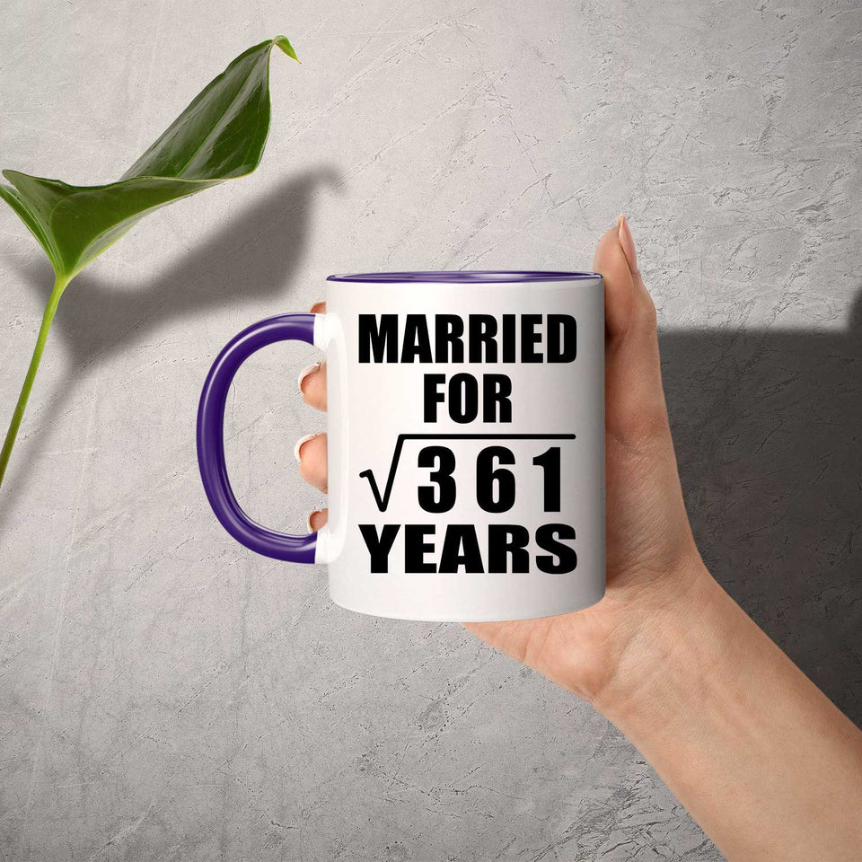 19th Anniversary Married For Square Root of 361 Years - 11oz Accent Mug Purple