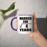 2nd Anniversary Married For Square Root of 4 Years - 11oz Accent Mug Purple