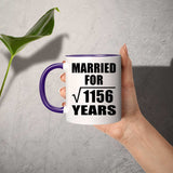 34th Anniversary Married For Square Root of 1156 Years - 11oz Accent Mug Purple