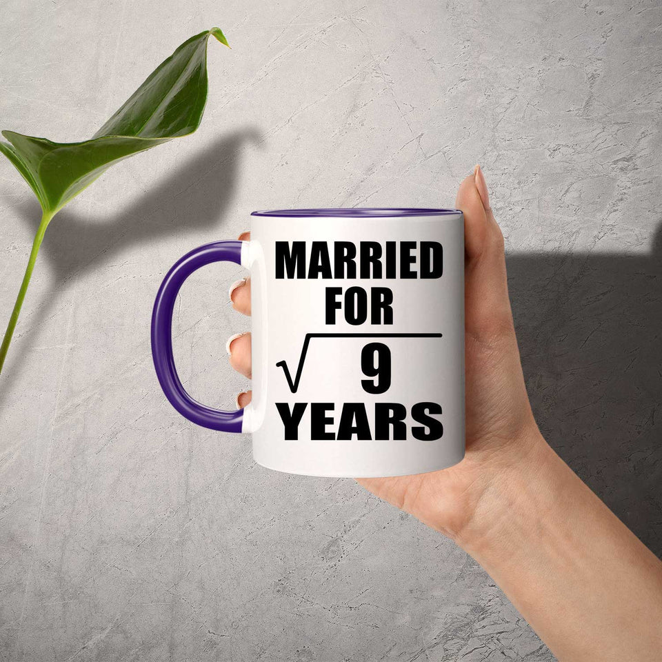 3rd Anniversary Married For Square Root of 9 Years - 11oz Accent Mug Purple