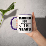 4th Anniversary Married For Square Root of 16 Years - 11oz Accent Mug Purple
